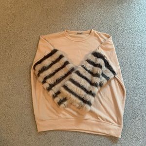 Zara Fur Sleeve Sweatshirt